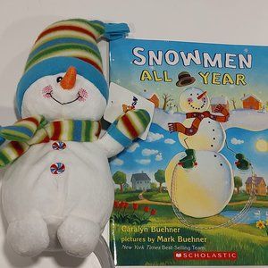 Plush snowman with story book
